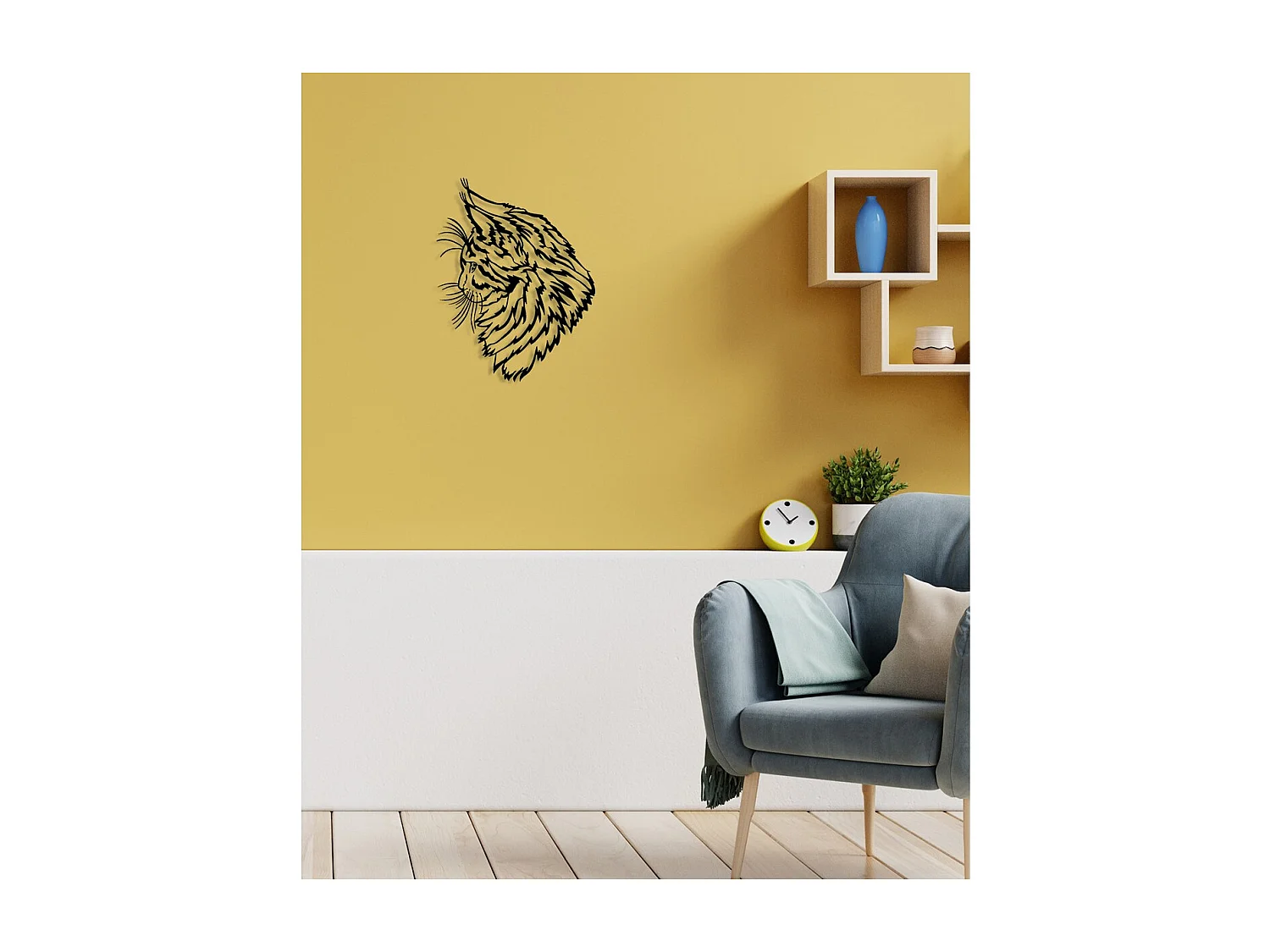 Dekoracja Metalowa Kot 6, Czarny, 47x0,15x60 cm cm, EPIKASA