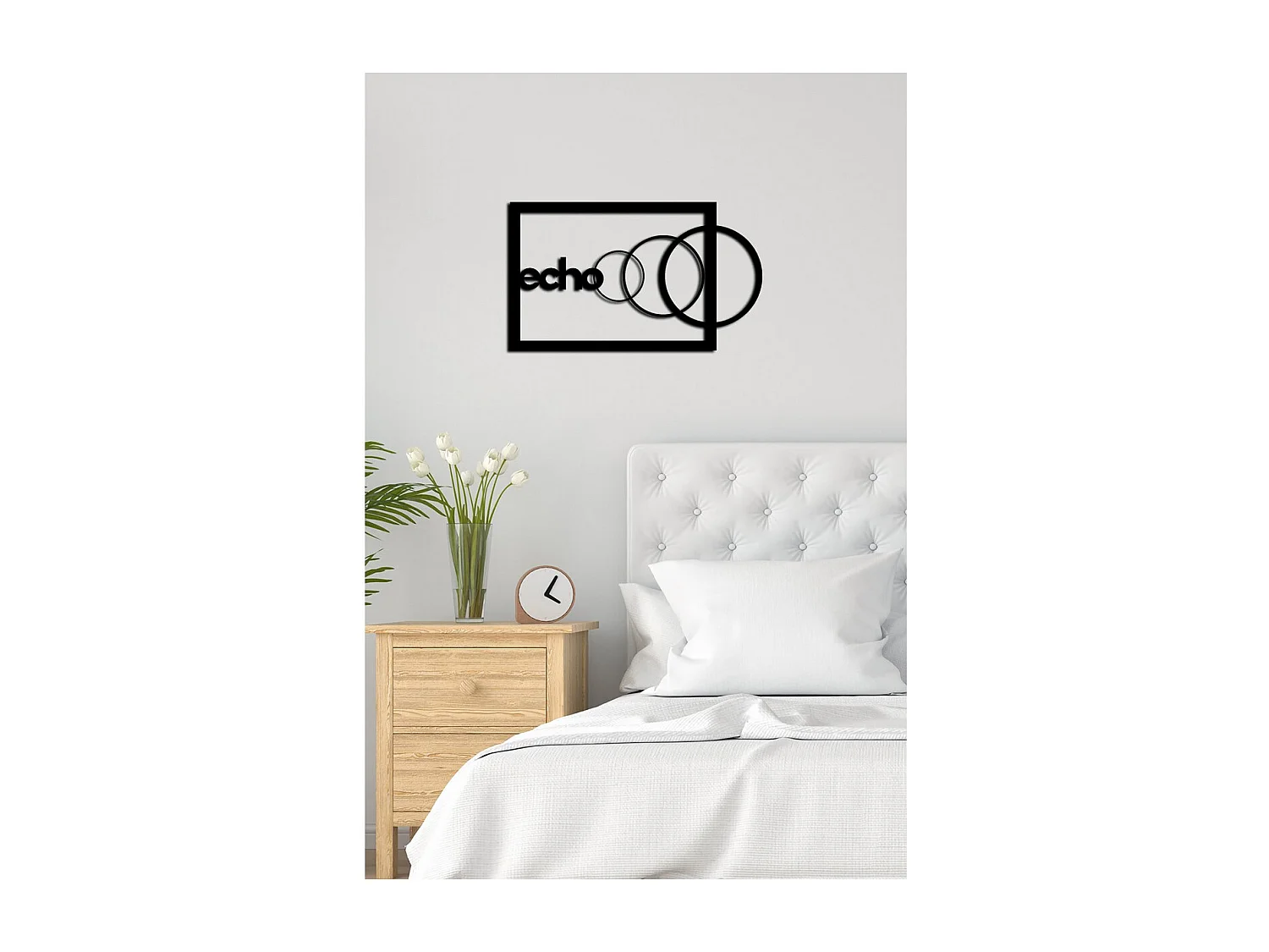 Metalen Decoratie Echo, Zwart, 60x0,15x35 cm cm, EPIKASA