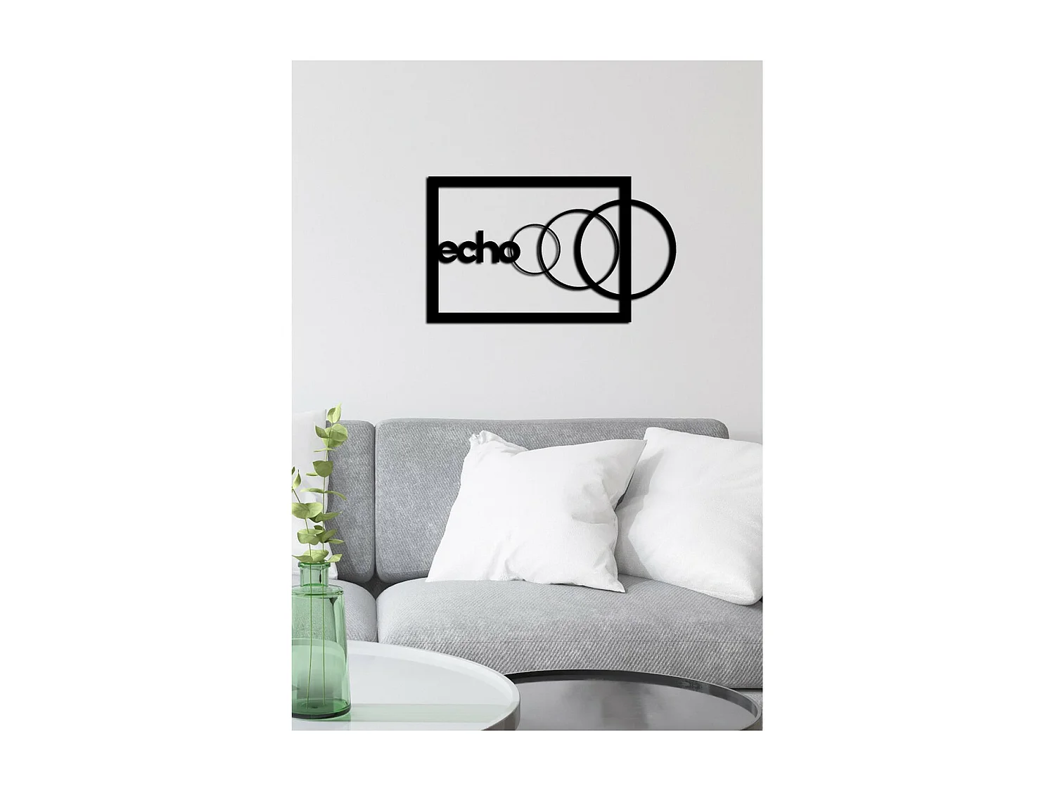 Metalen Decoratie Echo, Zwart, 60x0,15x35 cm cm, EPIKASA