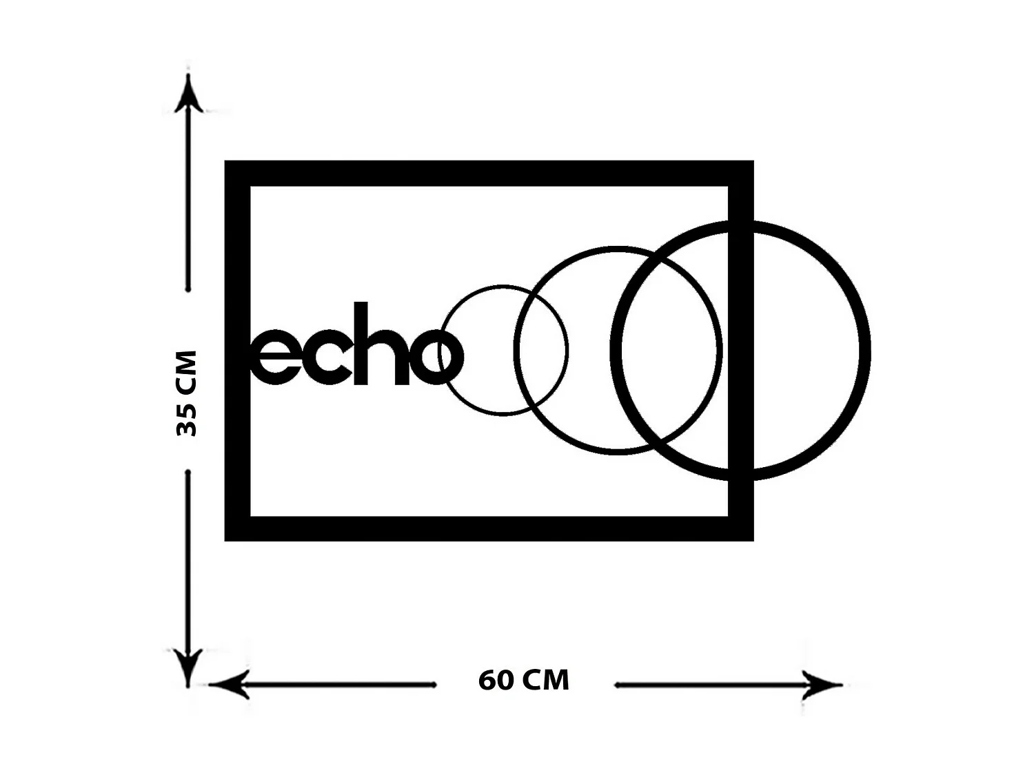 Metalen Decoratie Echo, Zwart, 60x0,15x35 cm cm, EPIKASA