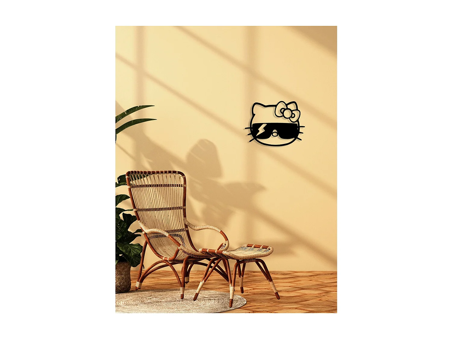 Décoration en Métal Chat 149, Noir, 45x0,15x34 cm, EPIKASA