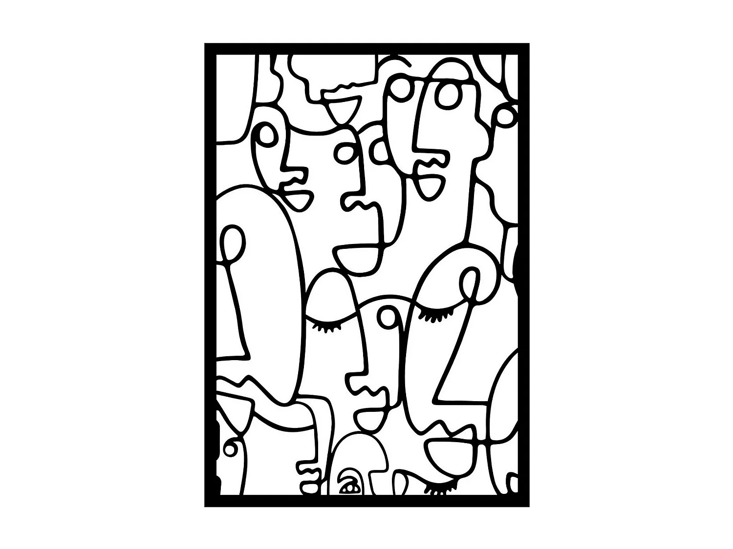 Metalen Decoratie Picasso, Zwart, 51x0,15x72 cm, EPIKASA