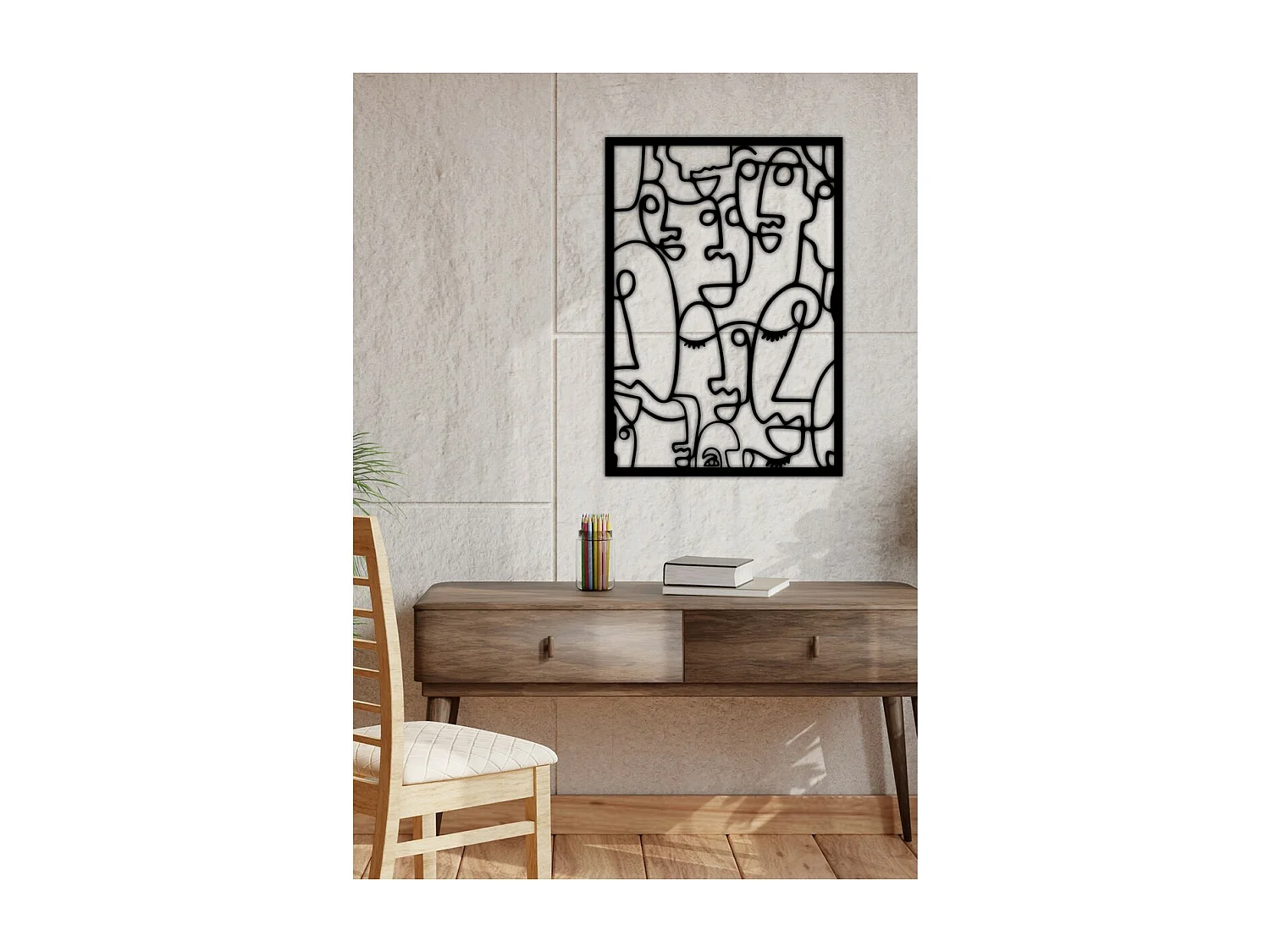 Metalen Decoratie Picasso, Zwart, 51x0,15x72 cm, EPIKASA