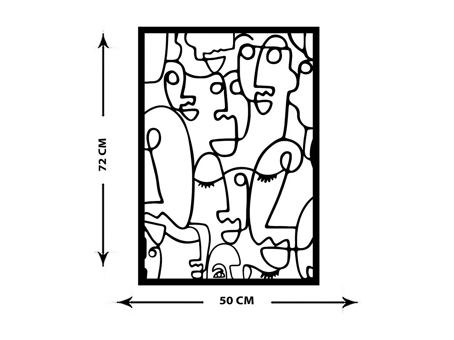 Metalen Decoratie Picasso, Zwart, 51x0,15x72 cm, EPIKASA