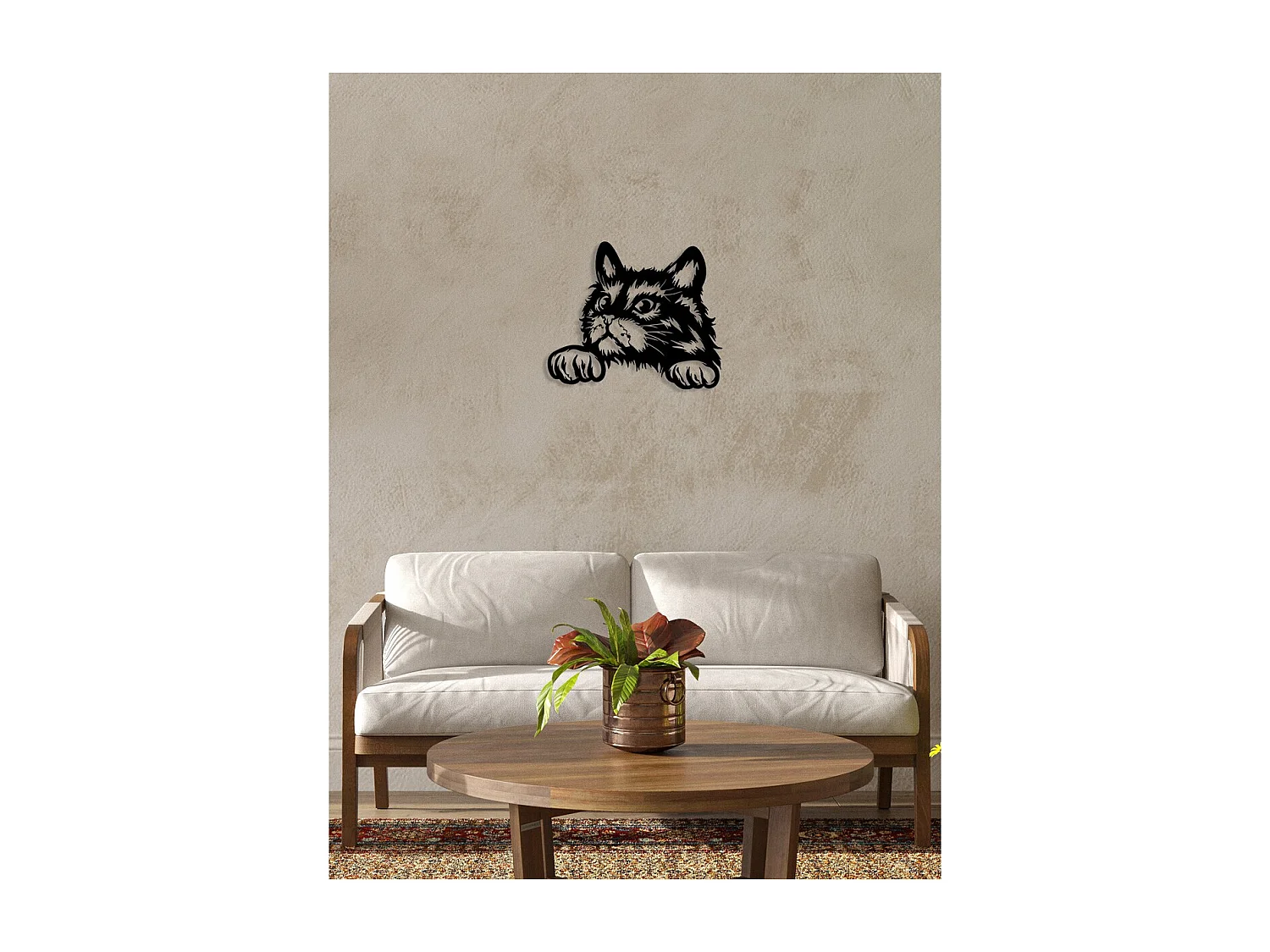 Décoration en Métal Chat 92, Noir, 50x0,15x42 cm, EPIKASA