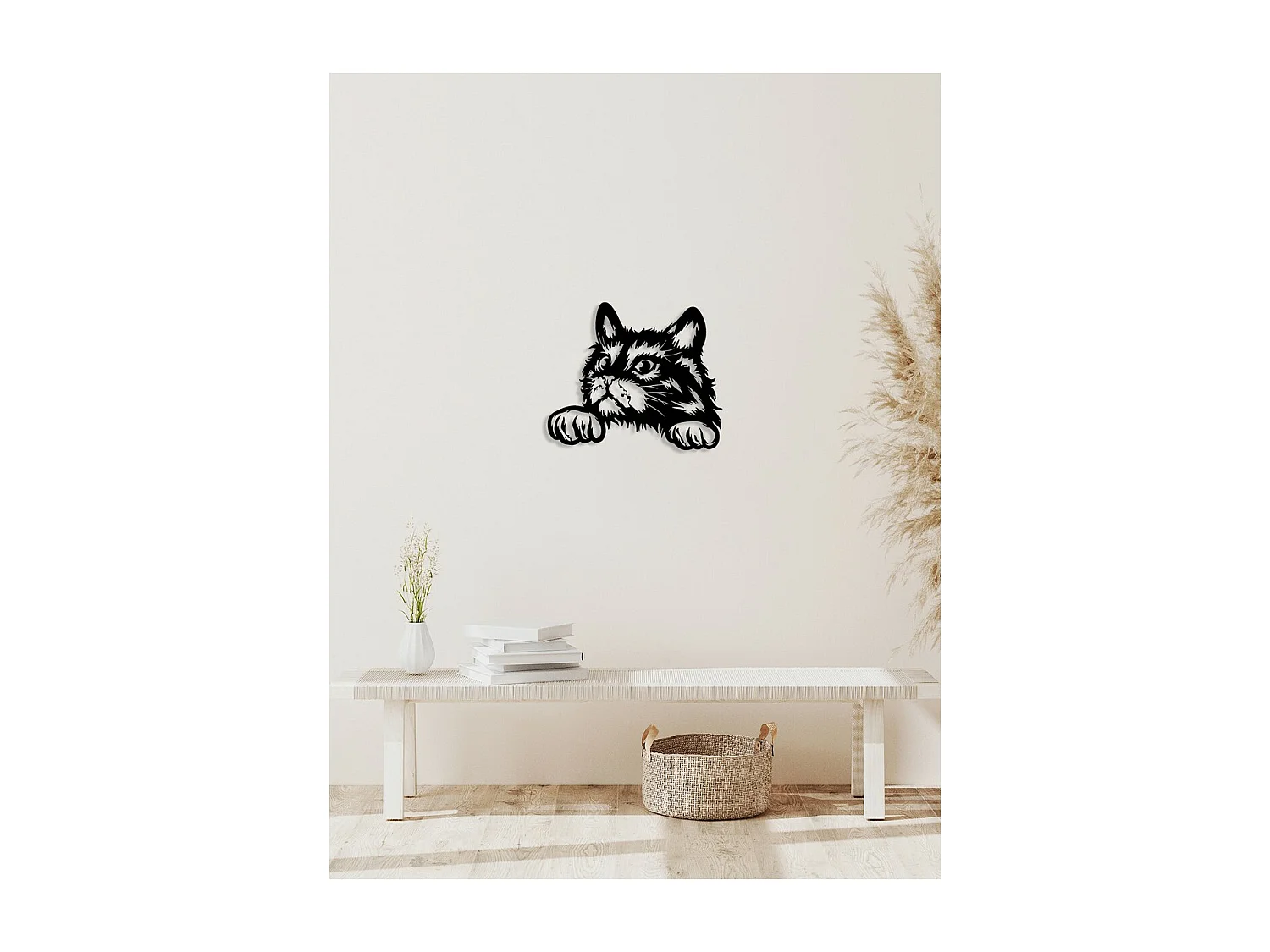 Décoration en Métal Chat 92, Noir, 50x0,15x42 cm, EPIKASA