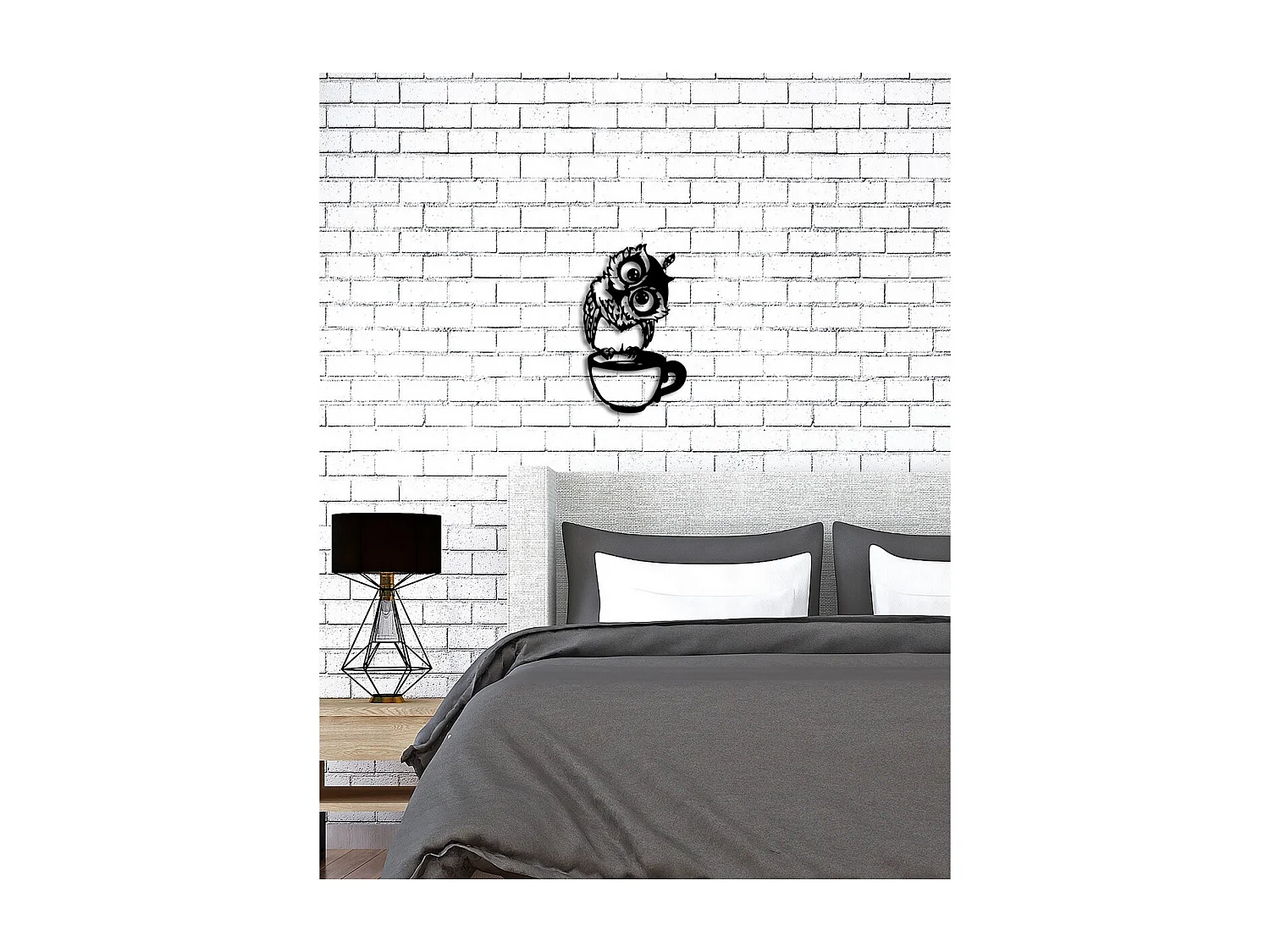 Décoration en Métal Chouette 11, Noir, 28x0,15x45 cm, EPIKASA