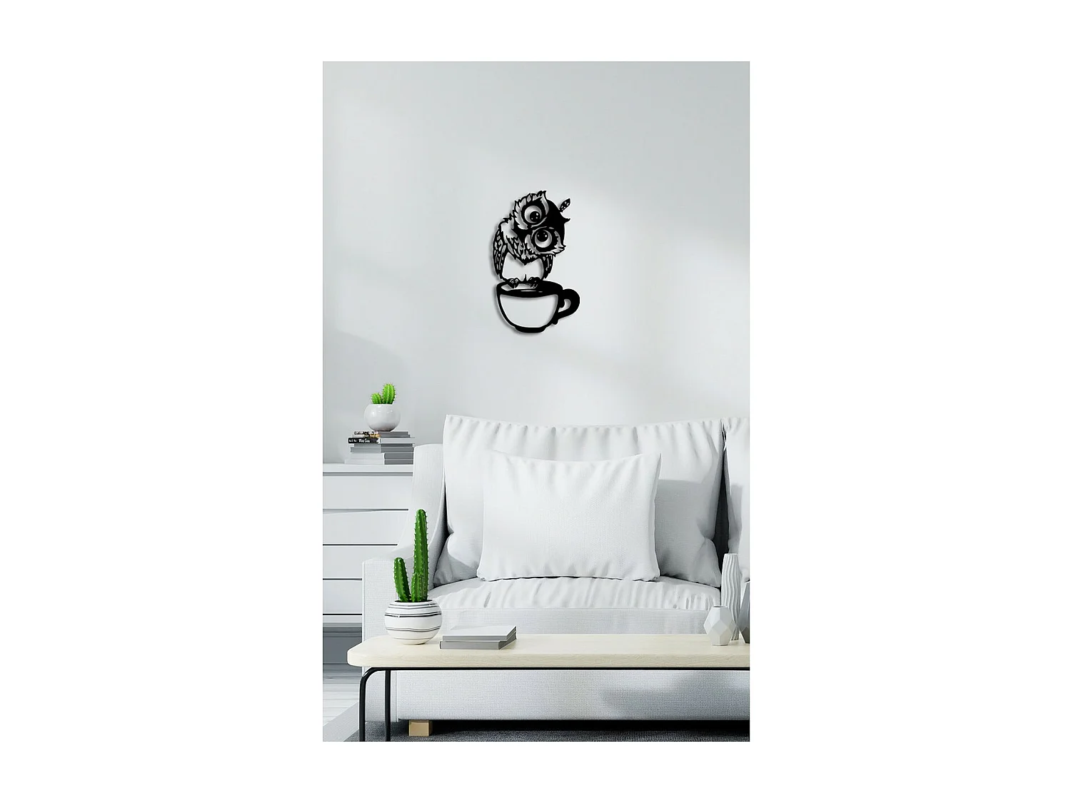 Décoration en Métal Chouette 11, Noir, 28x0,15x45 cm, EPIKASA