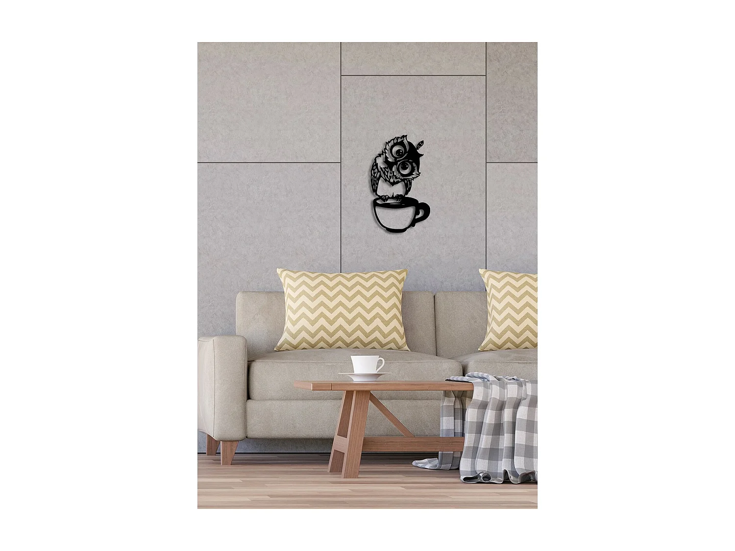 Décoration en Métal Chouette 11, Noir, 28x0,15x45 cm, EPIKASA