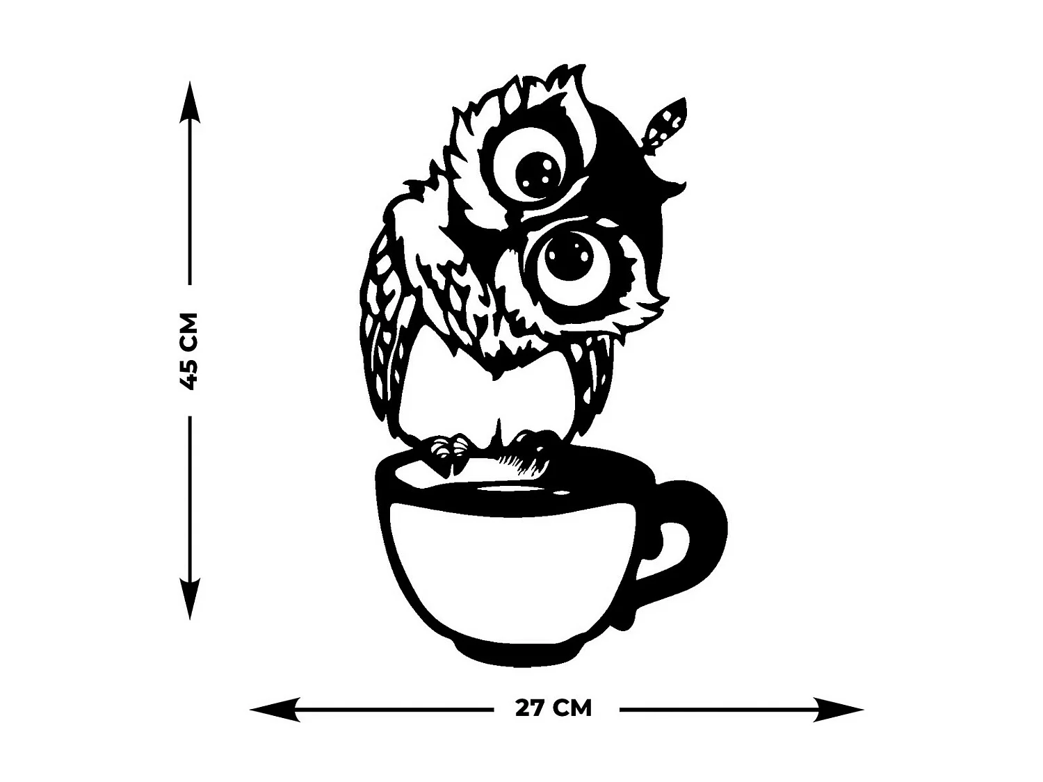 Décoration en Métal Chouette 11, Noir, 28x0,15x45 cm, EPIKASA