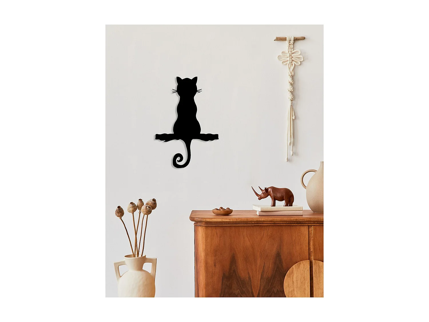 Décoration en Métal Chat 114, Noir, 31x0,15x45 cm, EPIKASA