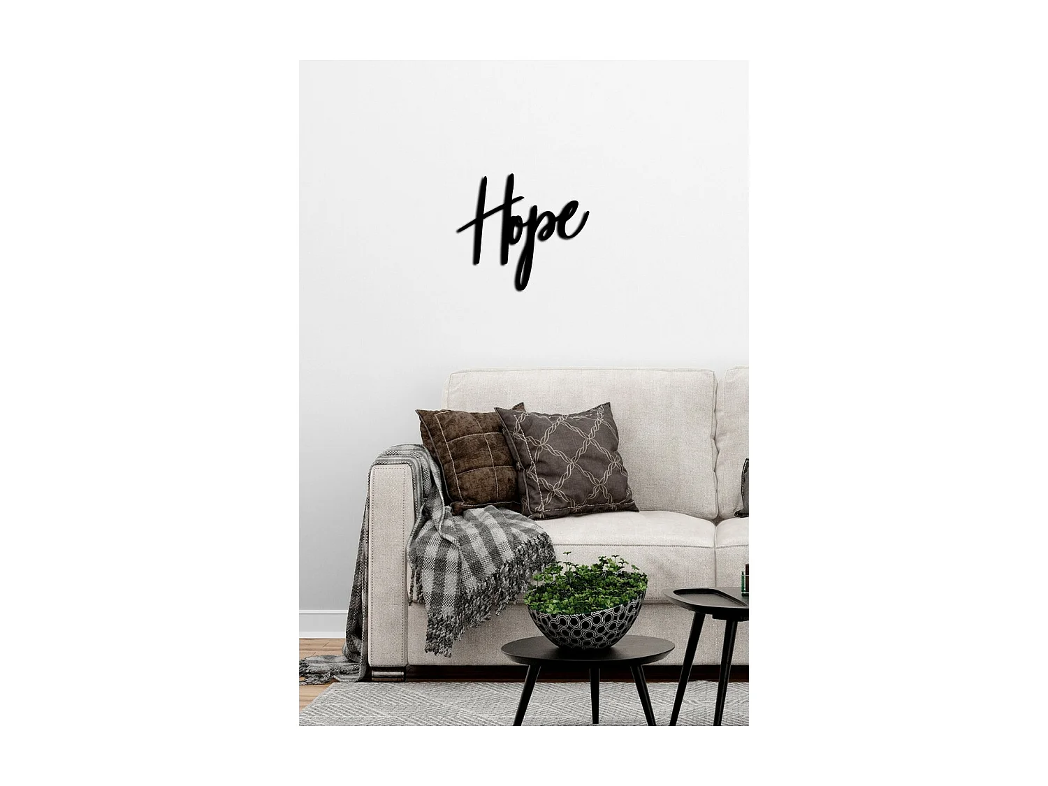 Dekoracja Metalowa Nadzieja, Czarny, 50x0,15x45 cm cm, EPIKASA