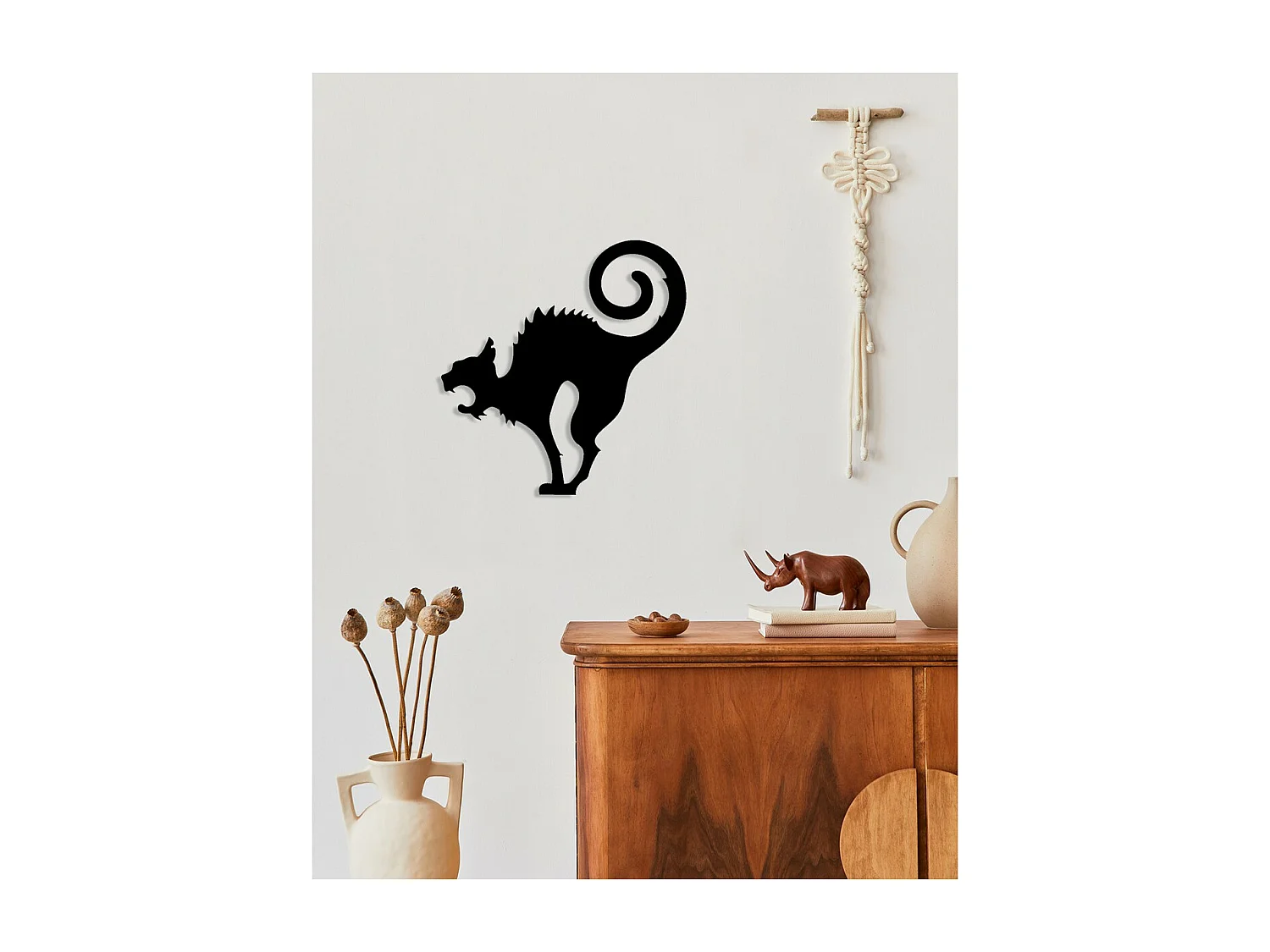 Dekoracja Metalowa Kot 127, Czarny, 40x0,15x42 cm, EPIKASA