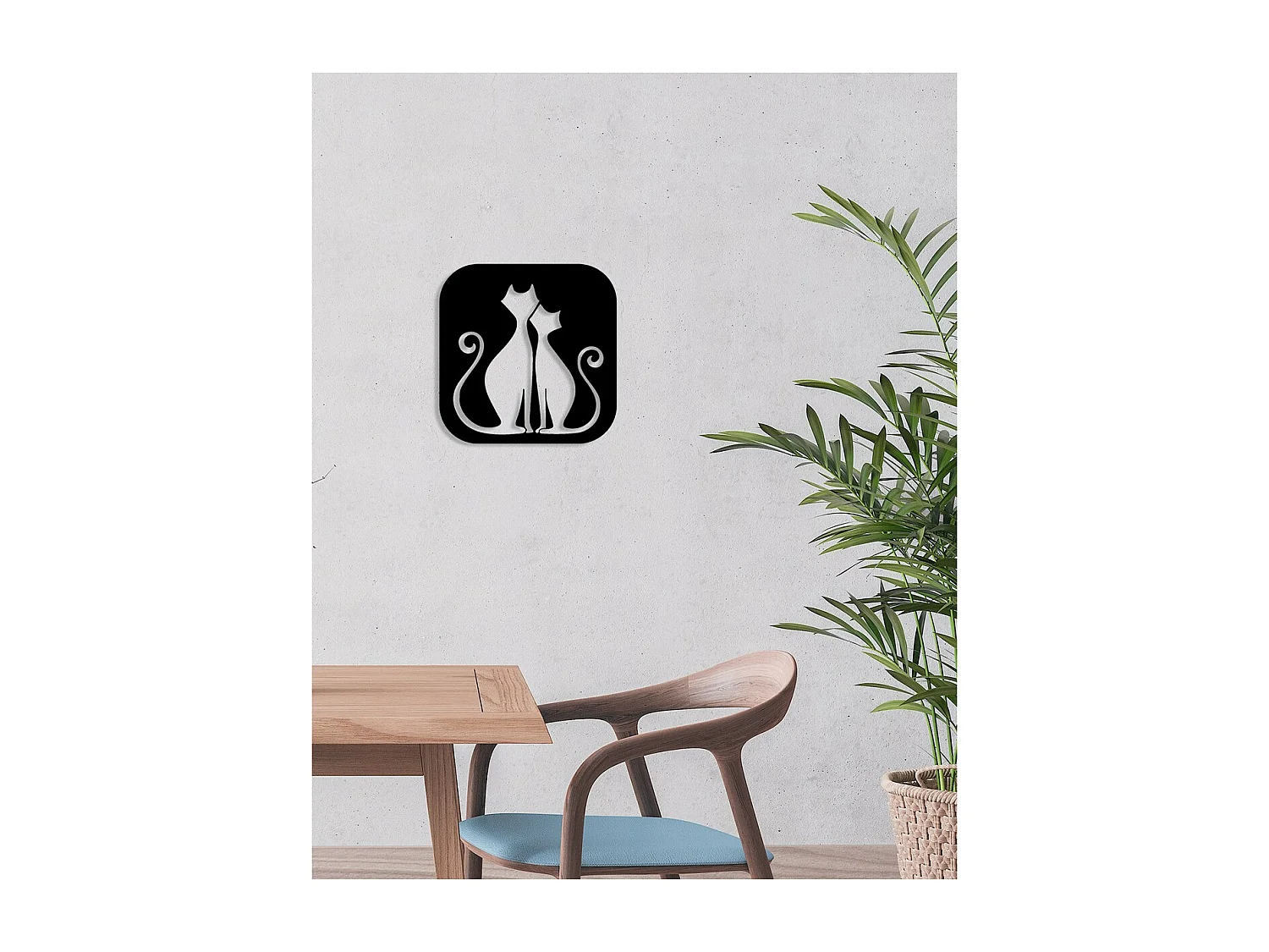 Metalen Decoratie Kat 103, Zwart, 50x0,15x51 cm cm, EPIKASA