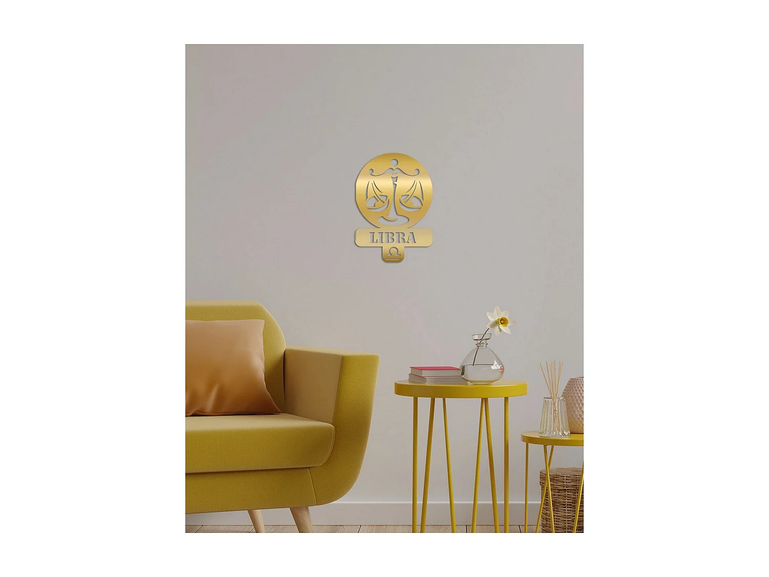 Dekoracja Metalowa Horoskop Wagi 5, Złoto, 36x0,15x50 cm, EPIKASA