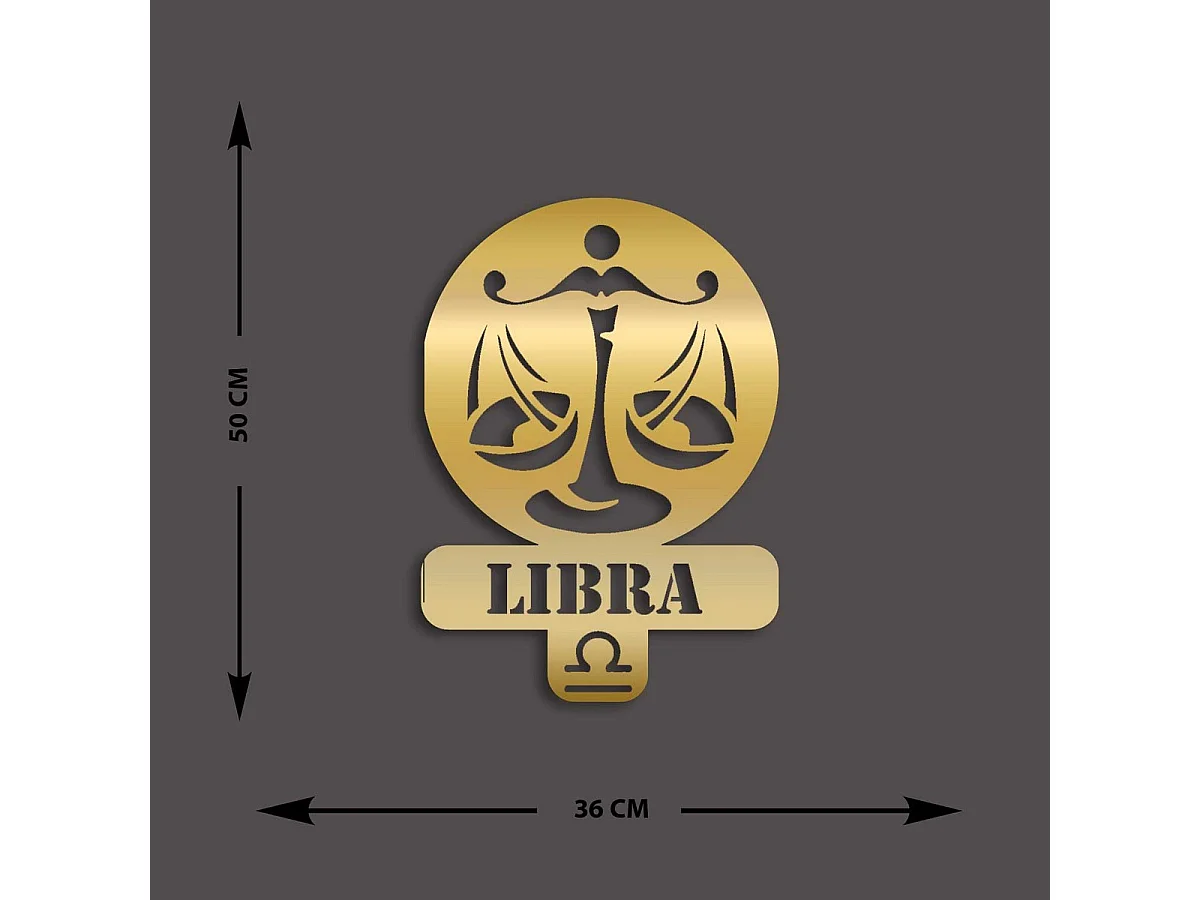 Dekoracja Metalowa Horoskop Wagi 5, Złoto, 36x0,15x50 cm, EPIKASA