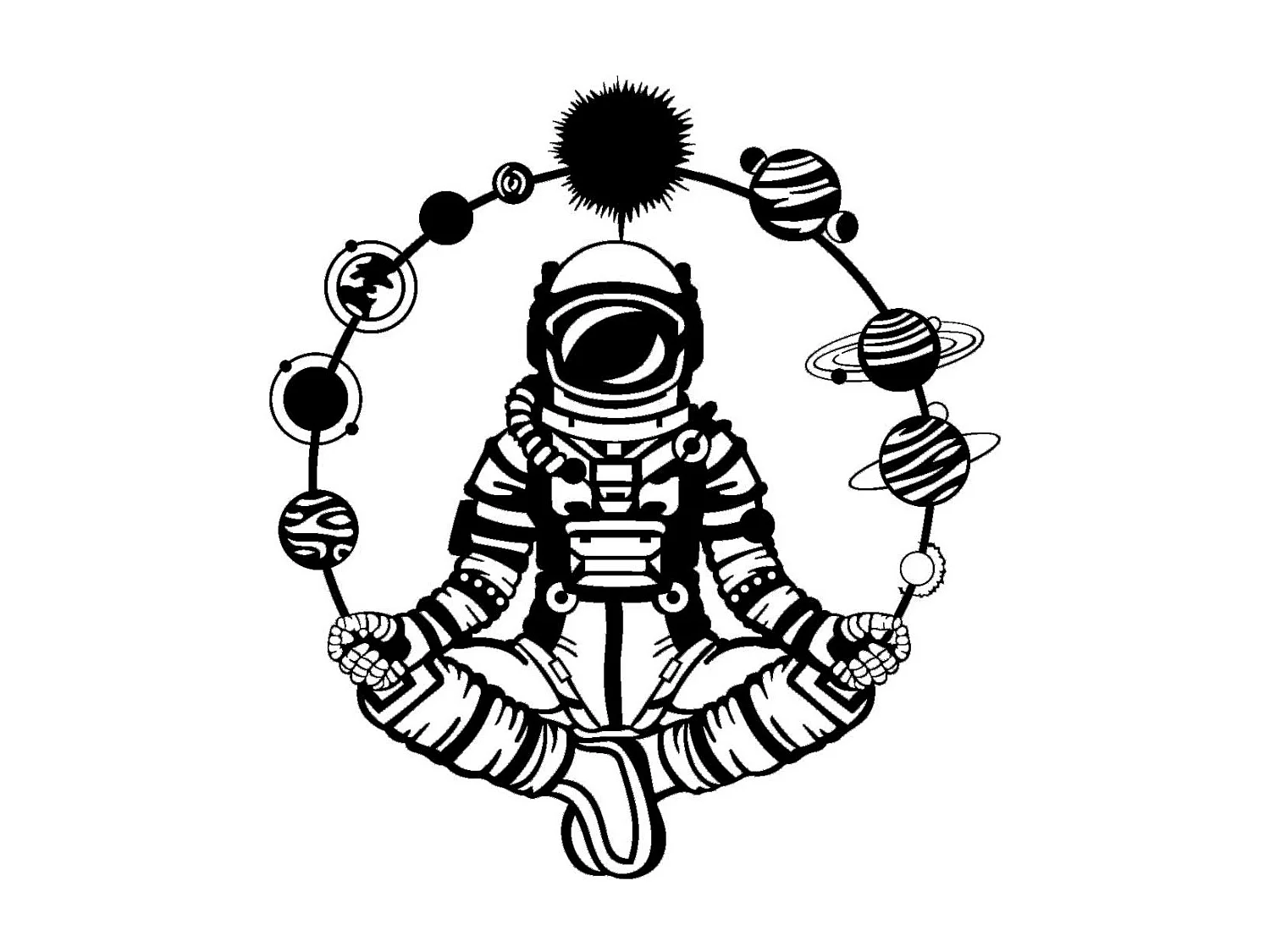 Decoração em Metal Astronauta, Preto, 54x0,15x60 cm, EPIKASA