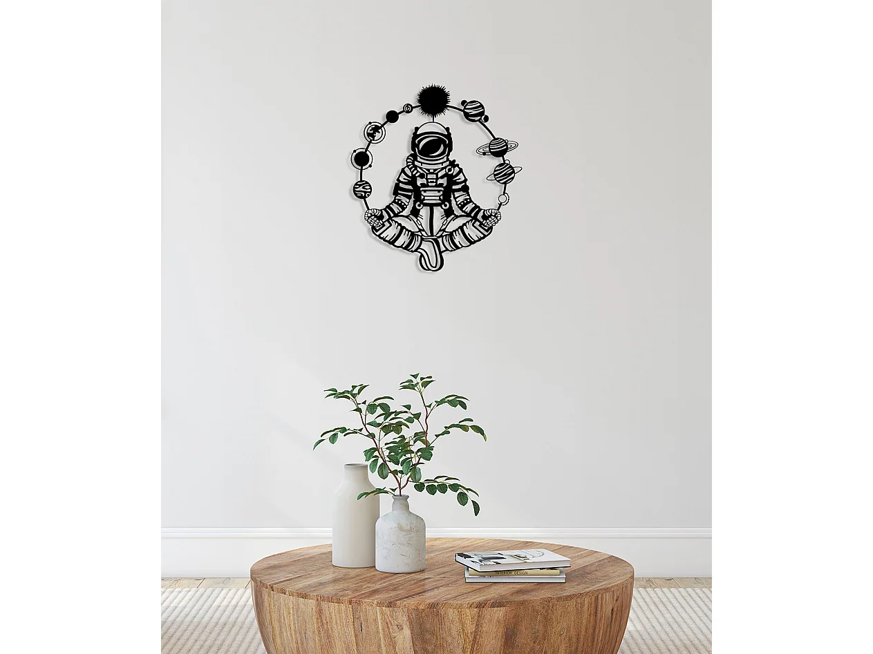 Decoração em Metal Astronauta, Preto, 54x0,15x60 cm, EPIKASA