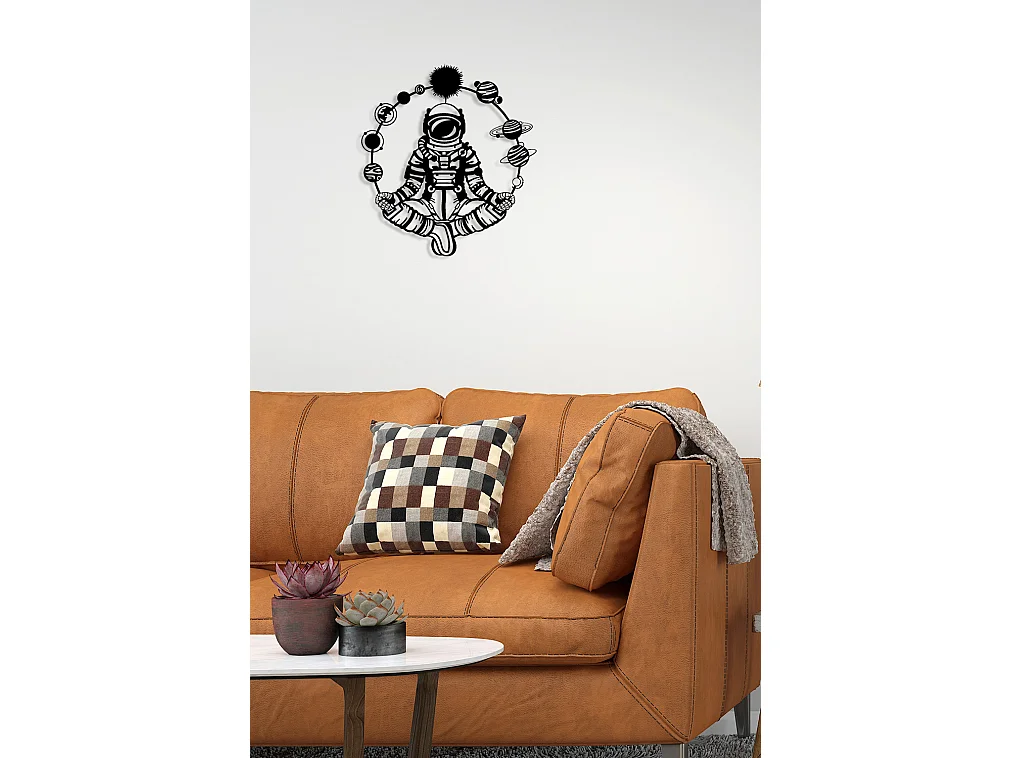 Decoração em Metal Astronauta, Preto, 54x0,15x60 cm, EPIKASA