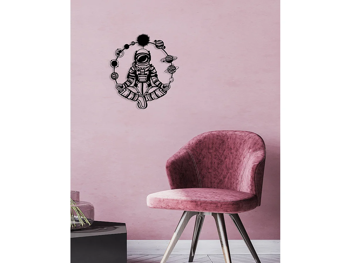 Decoração em Metal Astronauta, Preto, 54x0,15x60 cm, EPIKASA