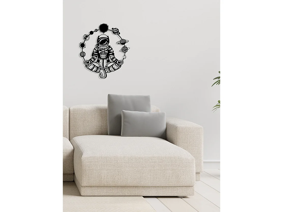 Decoração em Metal Astronauta, Preto, 54x0,15x60 cm, EPIKASA