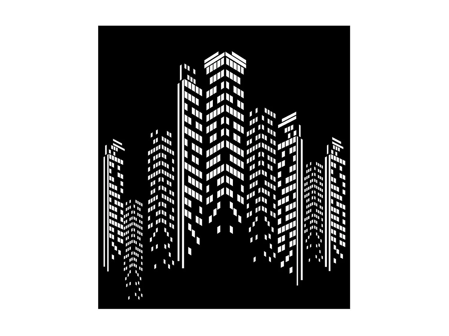 Decoração em Metal Arranha-céus 3, Preto, 65x0,15x75 cm, EPIKASA