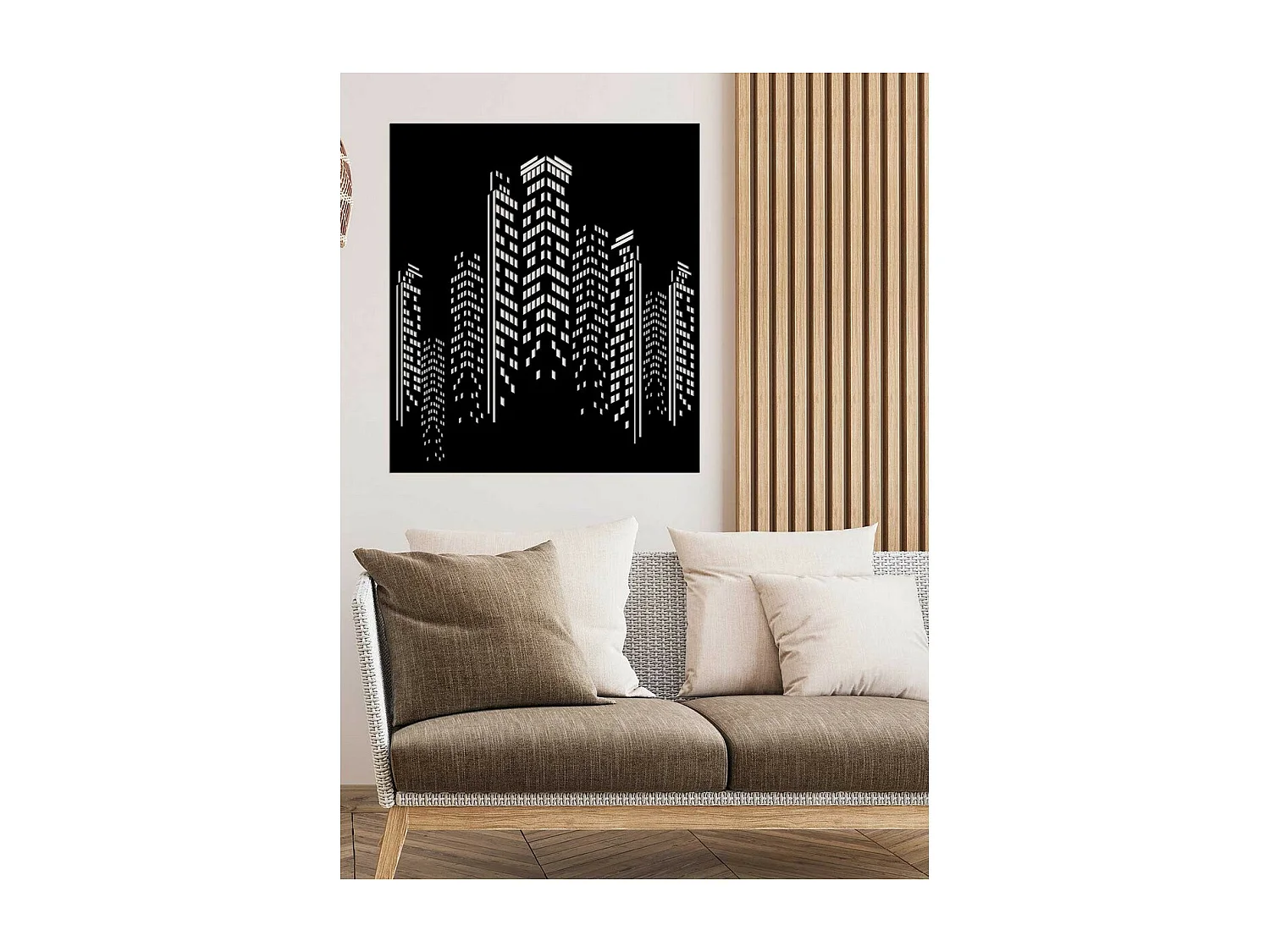 Decoração em Metal Arranha-céus 3, Preto, 65x0,15x75 cm, EPIKASA