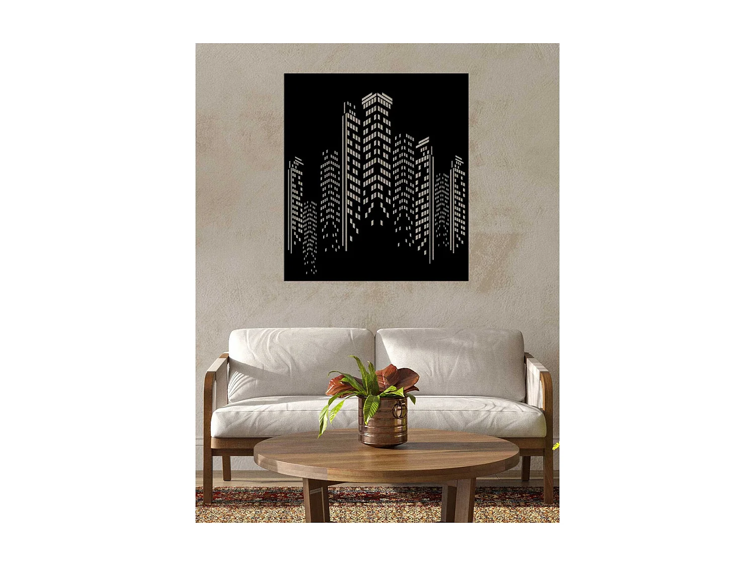 Decoração em Metal Arranha-céus 3, Preto, 65x0,15x75 cm, EPIKASA