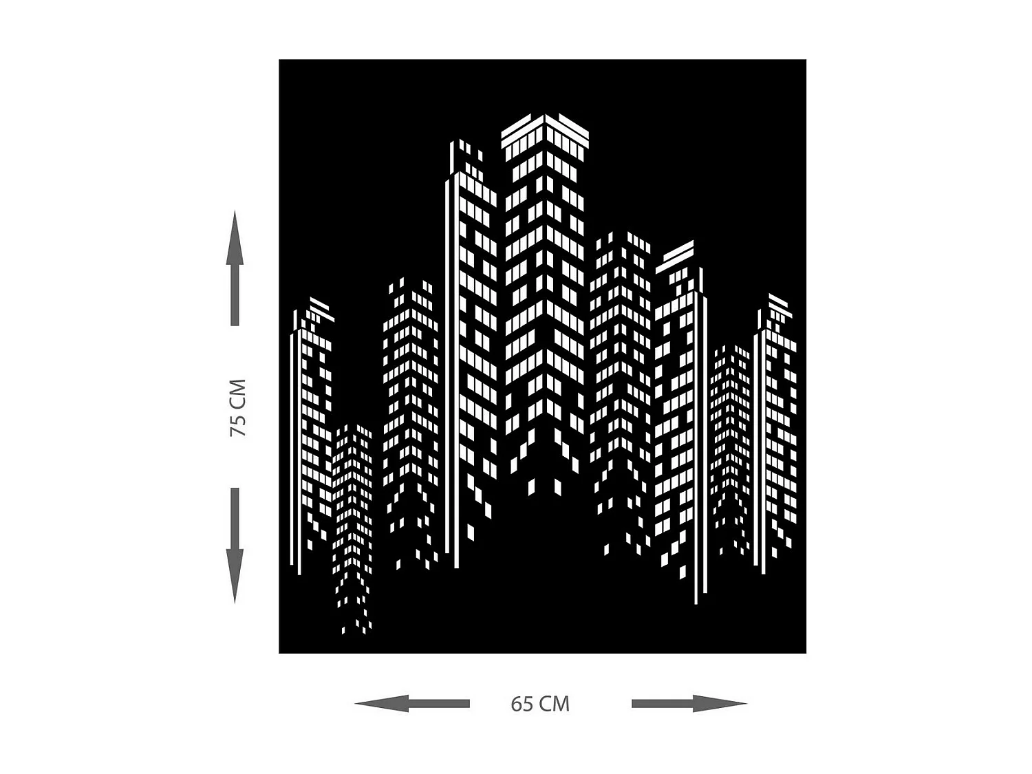 Decoração em Metal Arranha-céus 3, Preto, 65x0,15x75 cm, EPIKASA