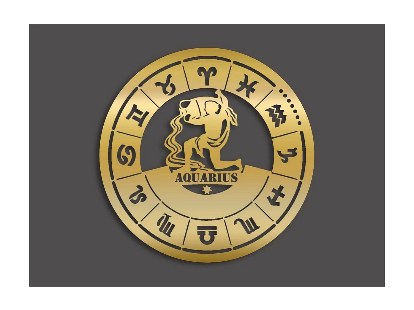 Décoration en Métal Horoscope Verseau 2, Or, 50x0,15x50 cm, EPIKASA