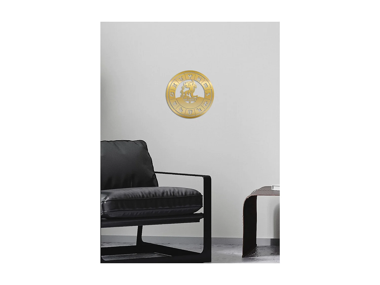 Décoration en Métal Horoscope Verseau 2, Or, 50x0,15x50 cm, EPIKASA