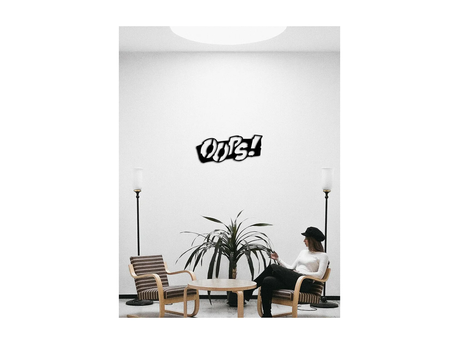 Dekoracja Metalowa Oops, Czarny, 50x0,15x26 cm cm, EPIKASA