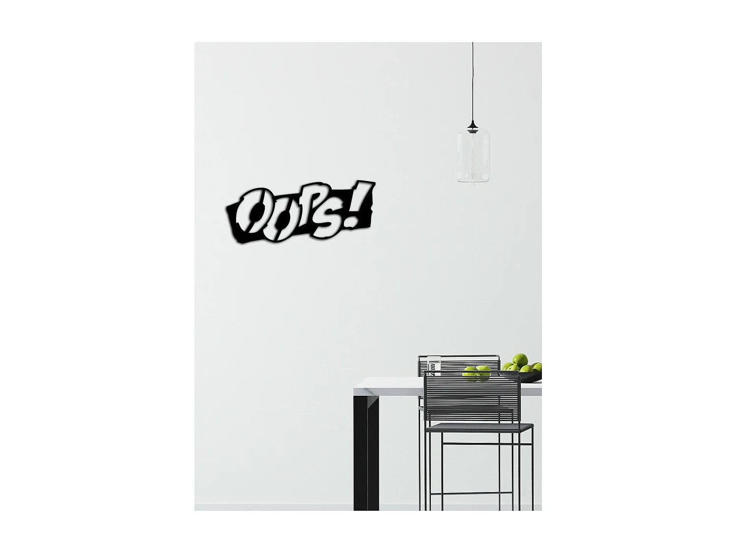 Dekoracja Metalowa Oops, Czarny, 50x0,15x26 cm cm, EPIKASA