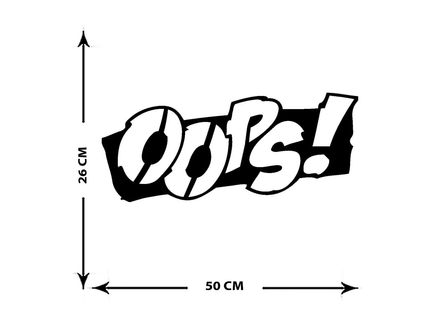 Dekoracja Metalowa Oops, Czarny, 50x0,15x26 cm cm, EPIKASA