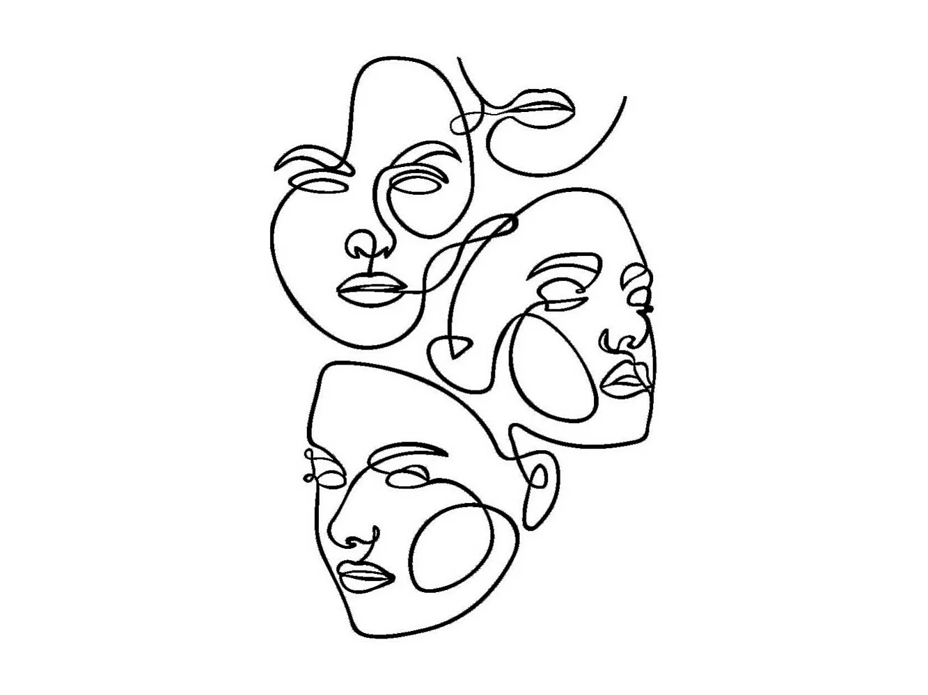 Décoration en Métal Visages 12, Noir, 40x0,15x78 cm, EPIKASA