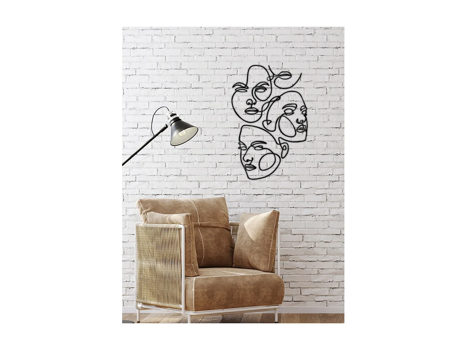 Décoration en Métal Visages 12, Noir, 40x0,15x78 cm, EPIKASA