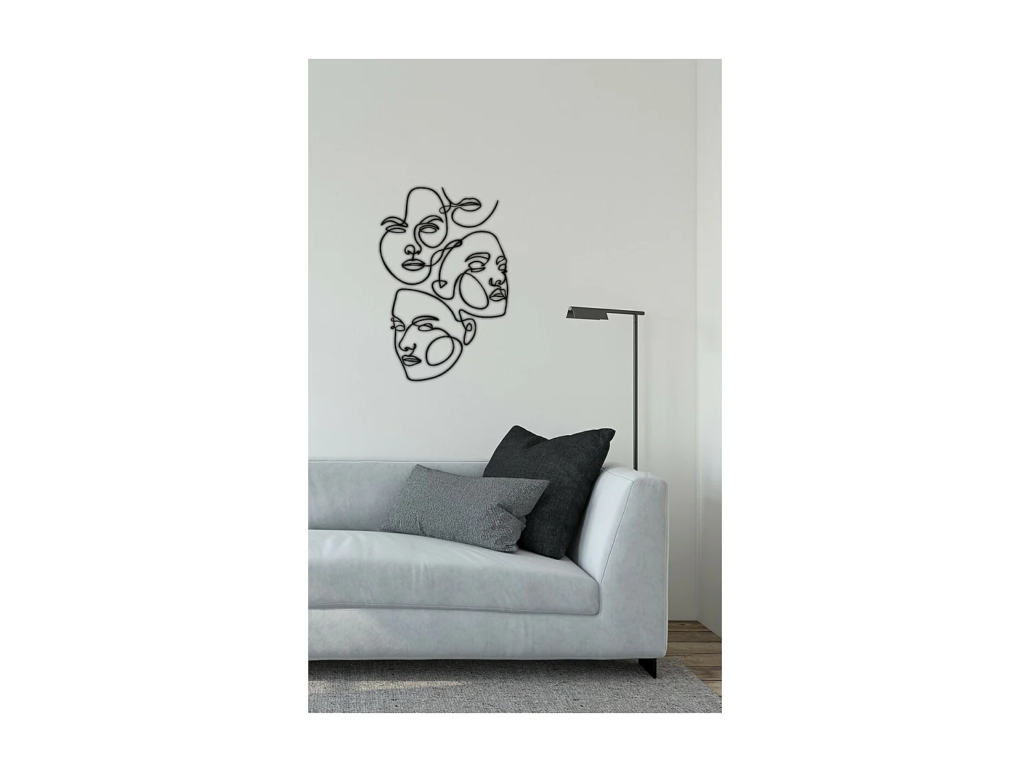 Décoration en Métal Visages 12, Noir, 40x0,15x78 cm, EPIKASA