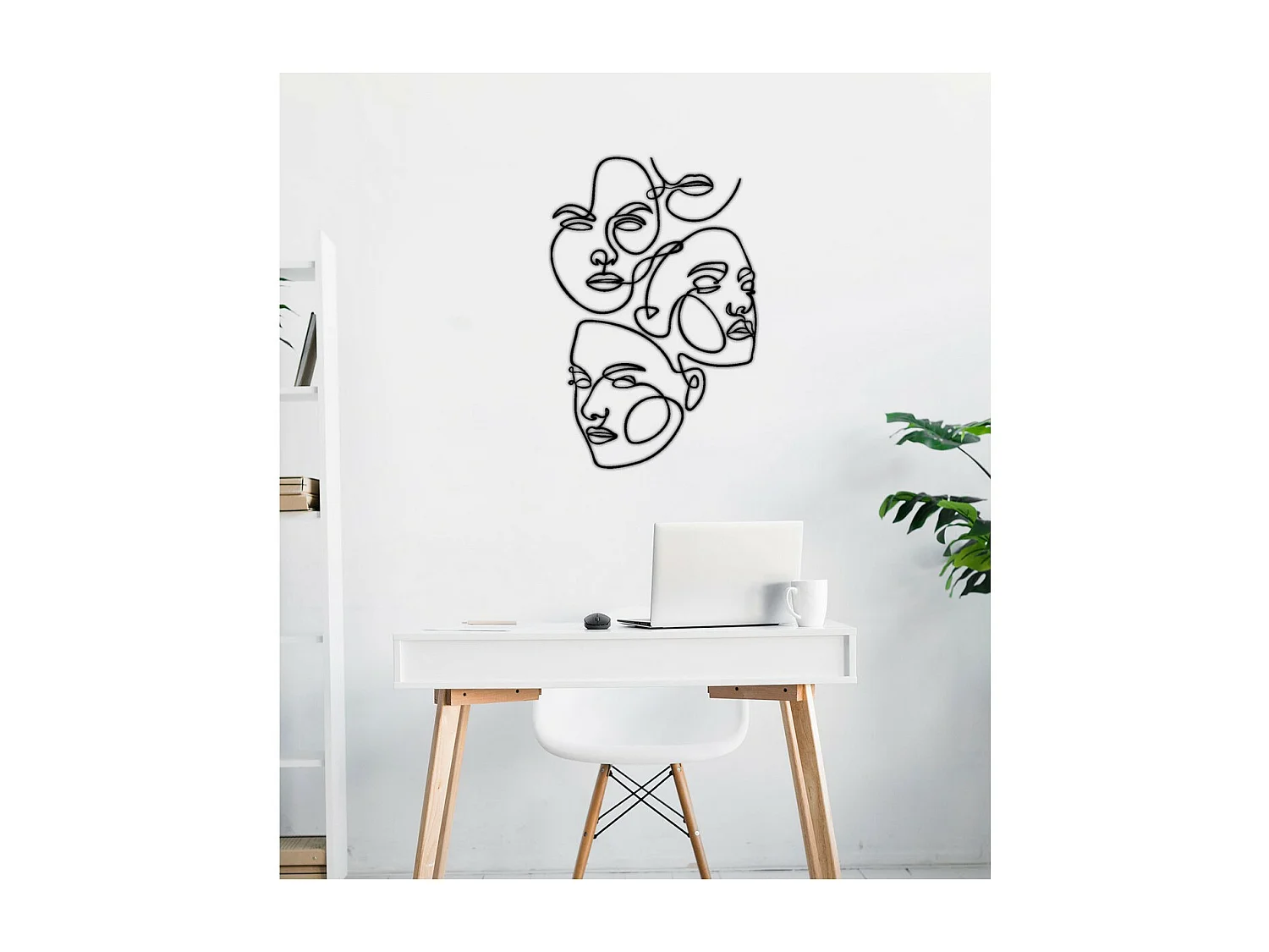 Décoration en Métal Visages 12, Noir, 40x0,15x78 cm, EPIKASA