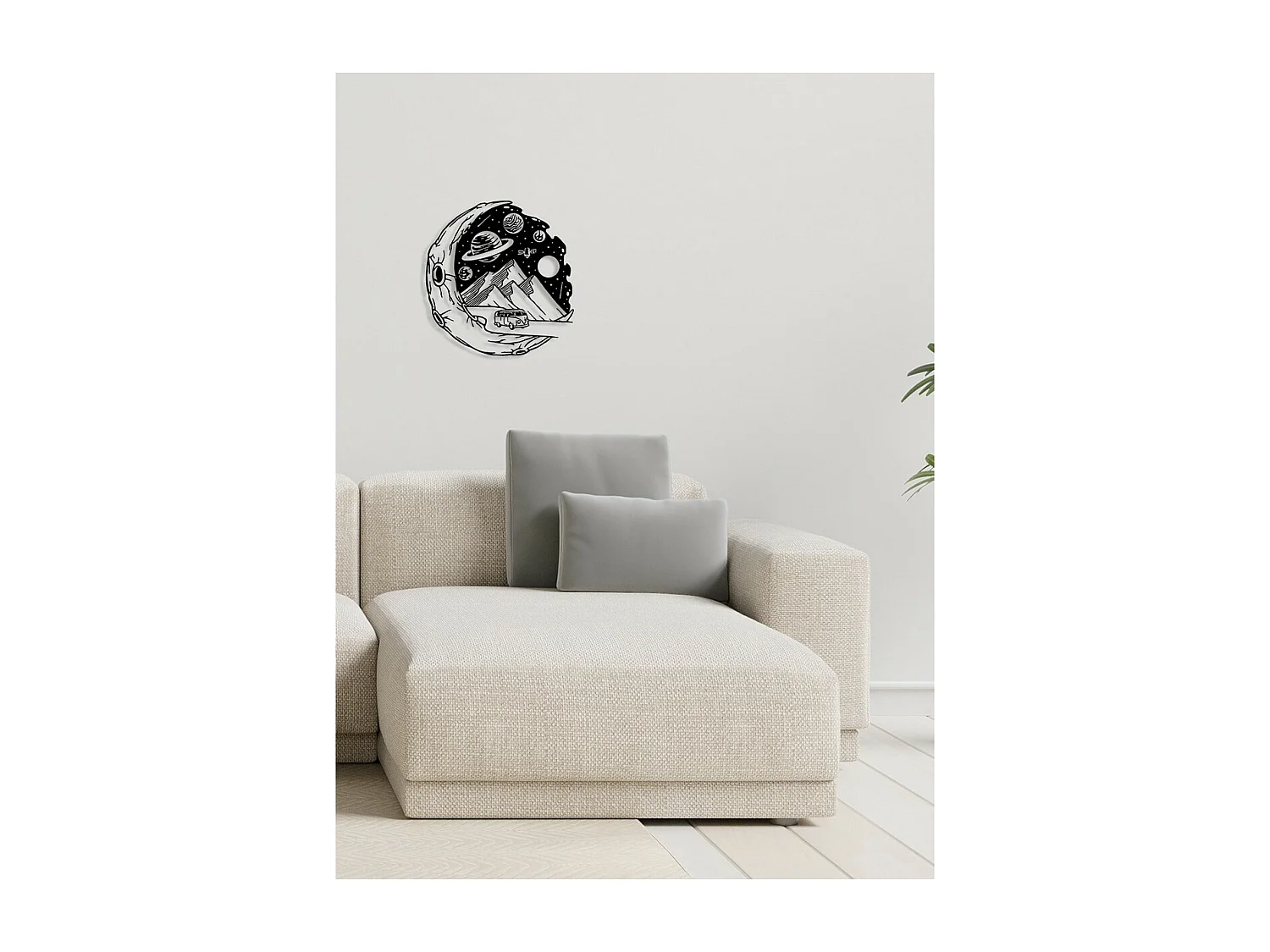 Decorazione in Metallo Cosmo 5, Nero, 58x0,15x60 cm, EPIKASA