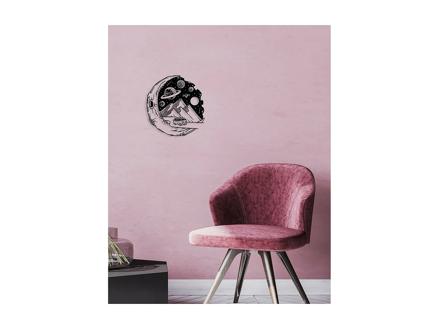 Decorazione in Metallo Cosmo 5, Nero, 58x0,15x60 cm, EPIKASA