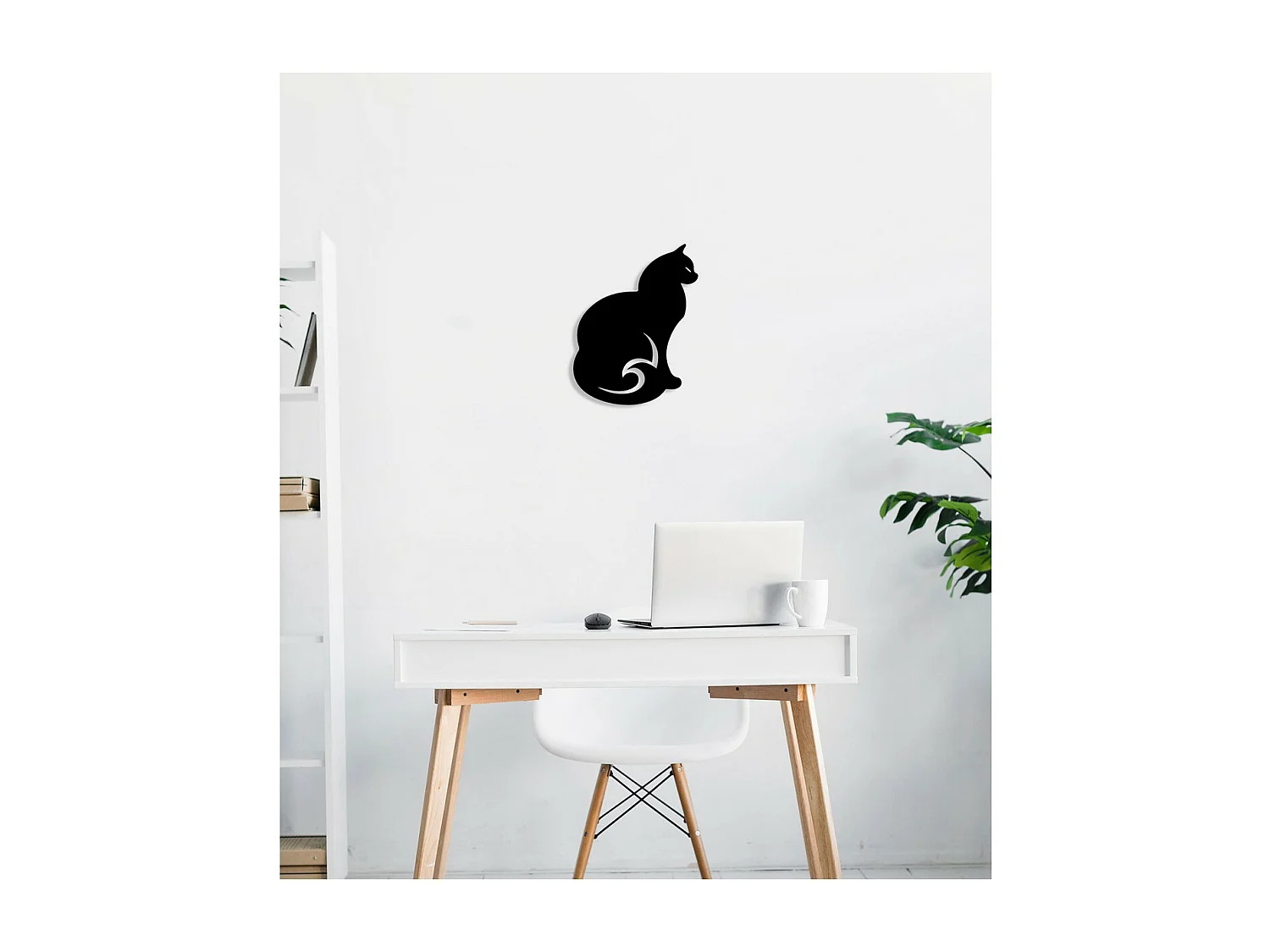 Decorazione in Metallo Gatto 107, Nero, 35x0,15x45 cm, EPIKASA