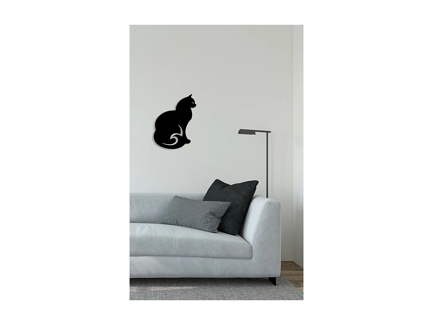 Decorazione in Metallo Gatto 107, Nero, 35x0,15x45 cm, EPIKASA