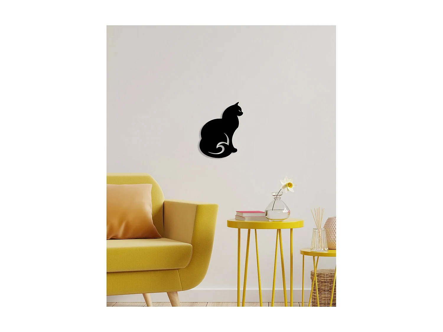 Decorazione in Metallo Gatto 107, Nero, 35x0,15x45 cm, EPIKASA