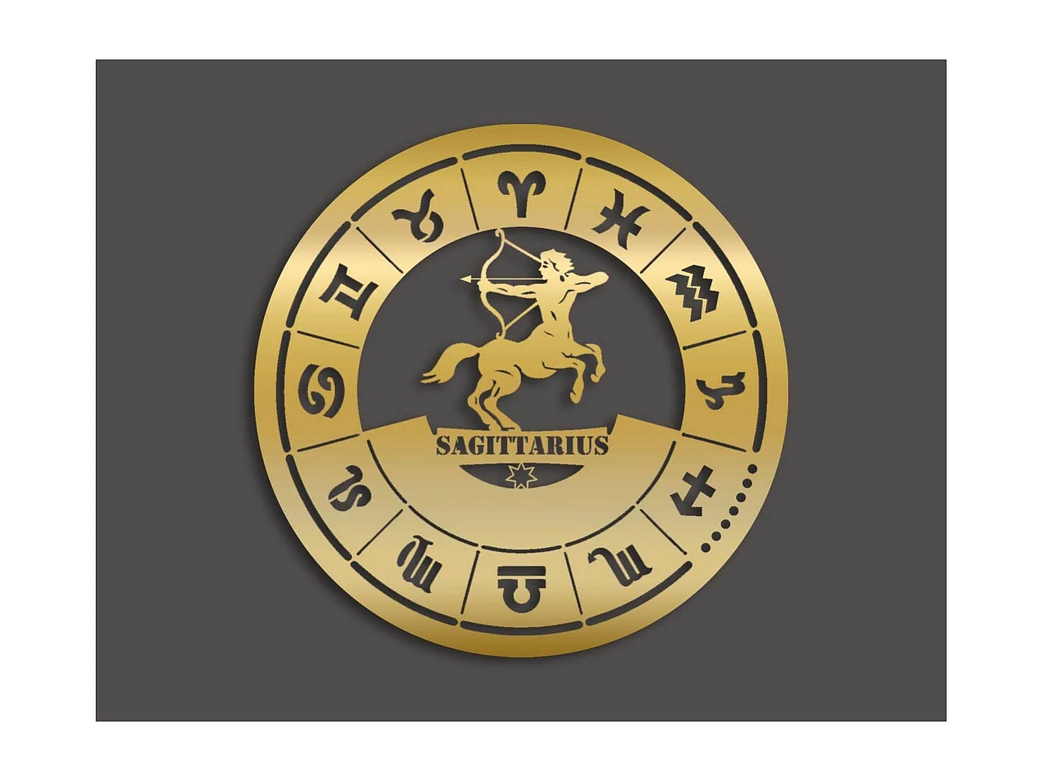 Decoração em Metal Horóscopo 2 de Sagitário, Ouro, 50x0,15x50 cm, EPIKASA