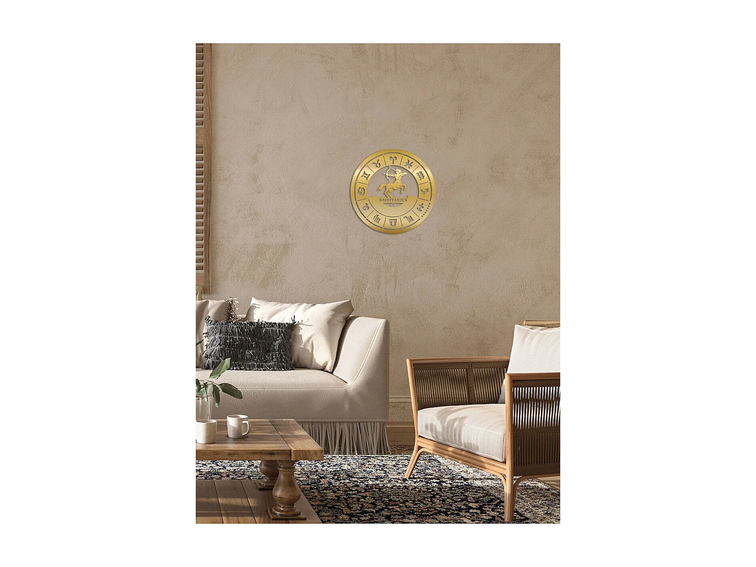 Decoração em Metal Horóscopo 2 de Sagitário, Ouro, 50x0,15x50 cm, EPIKASA