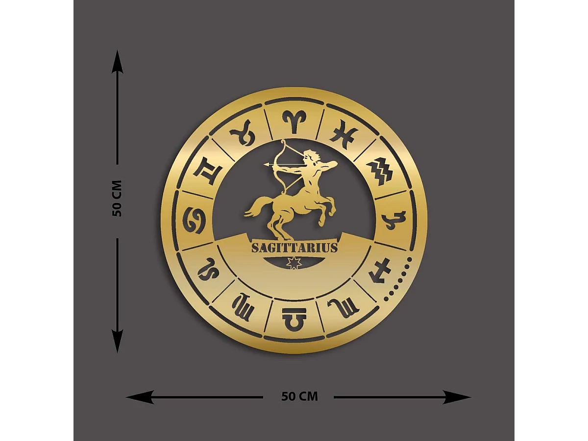 Decoração em Metal Horóscopo 2 de Sagitário, Ouro, 50x0,15x50 cm, EPIKASA