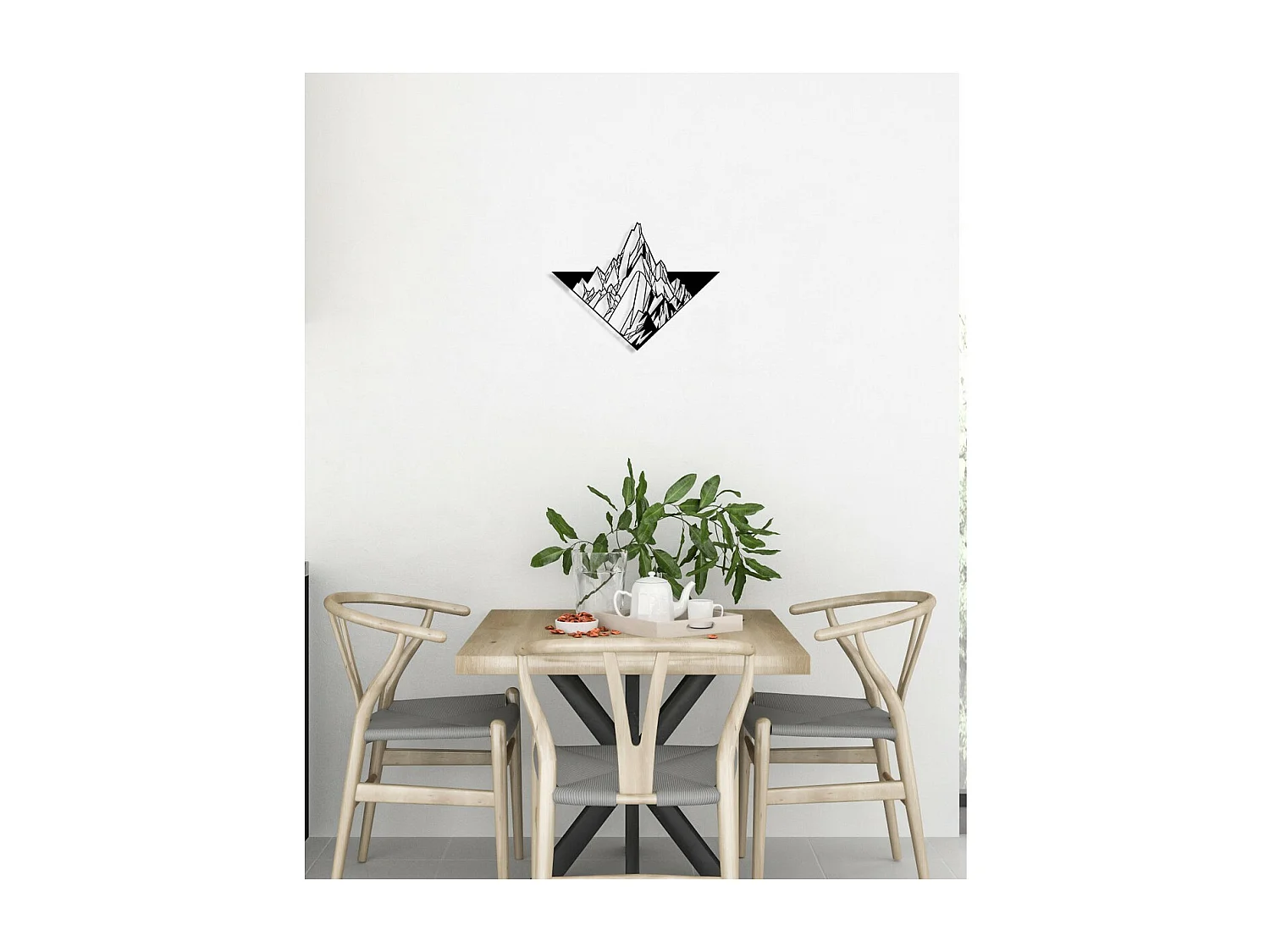 Décoration en Métal Montagne 17, Noir, 52x0,15x40 cm, EPIKASA