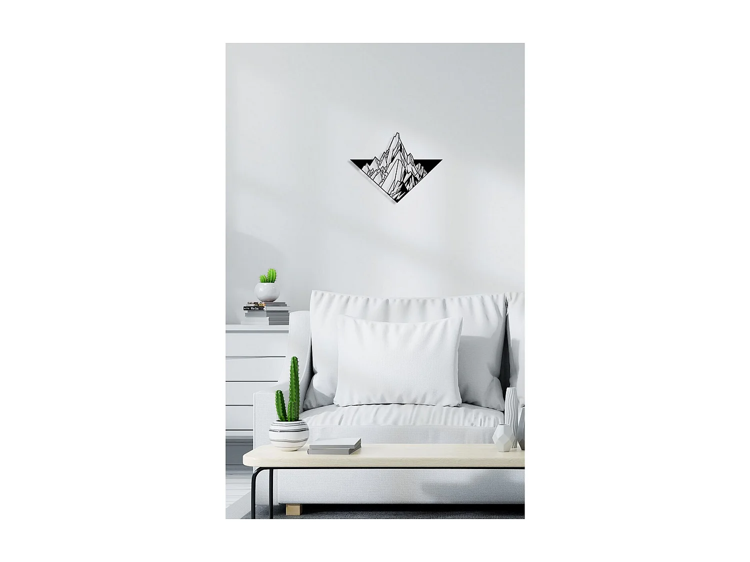 Décoration en Métal Montagne 17, Noir, 52x0,15x40 cm, EPIKASA