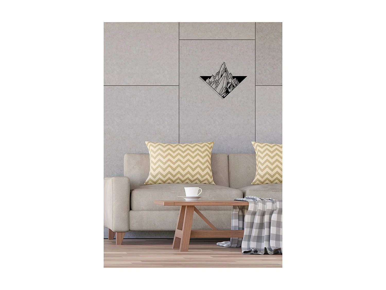 Décoration en Métal Montagne 17, Noir, 52x0,15x40 cm, EPIKASA