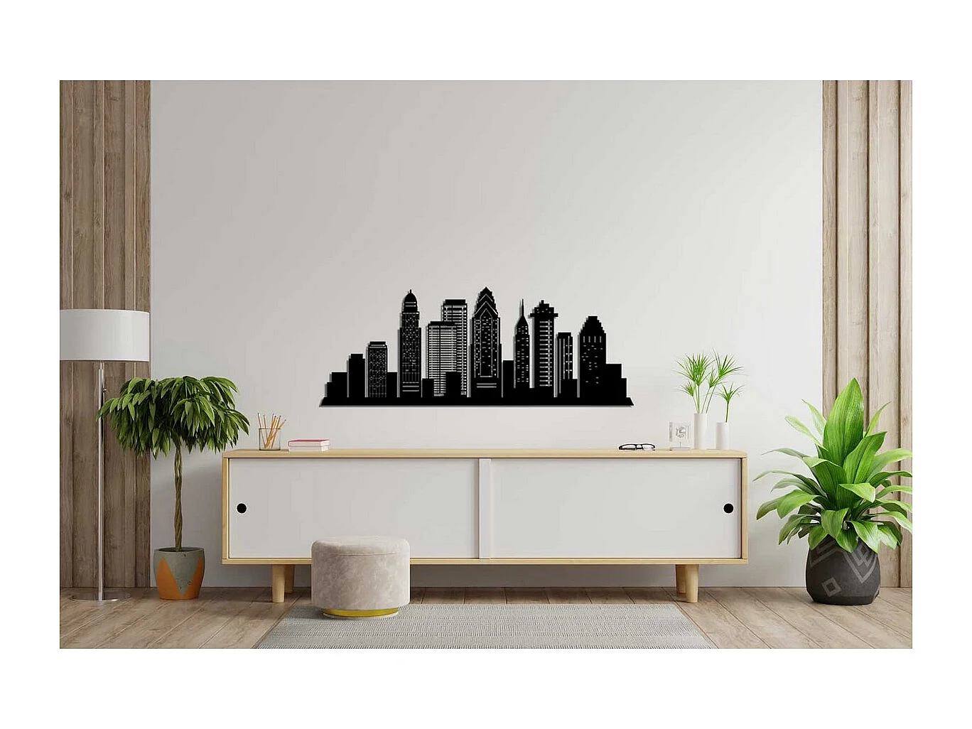 Dekoracja Metalowa Skyline 5, Czarny, 100x0,15x38 cm, EPIKASA